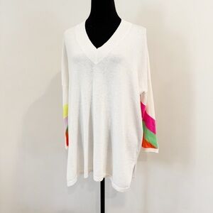 WISPR  by Brodie cashmere, grey Neon stripe sweater, XS